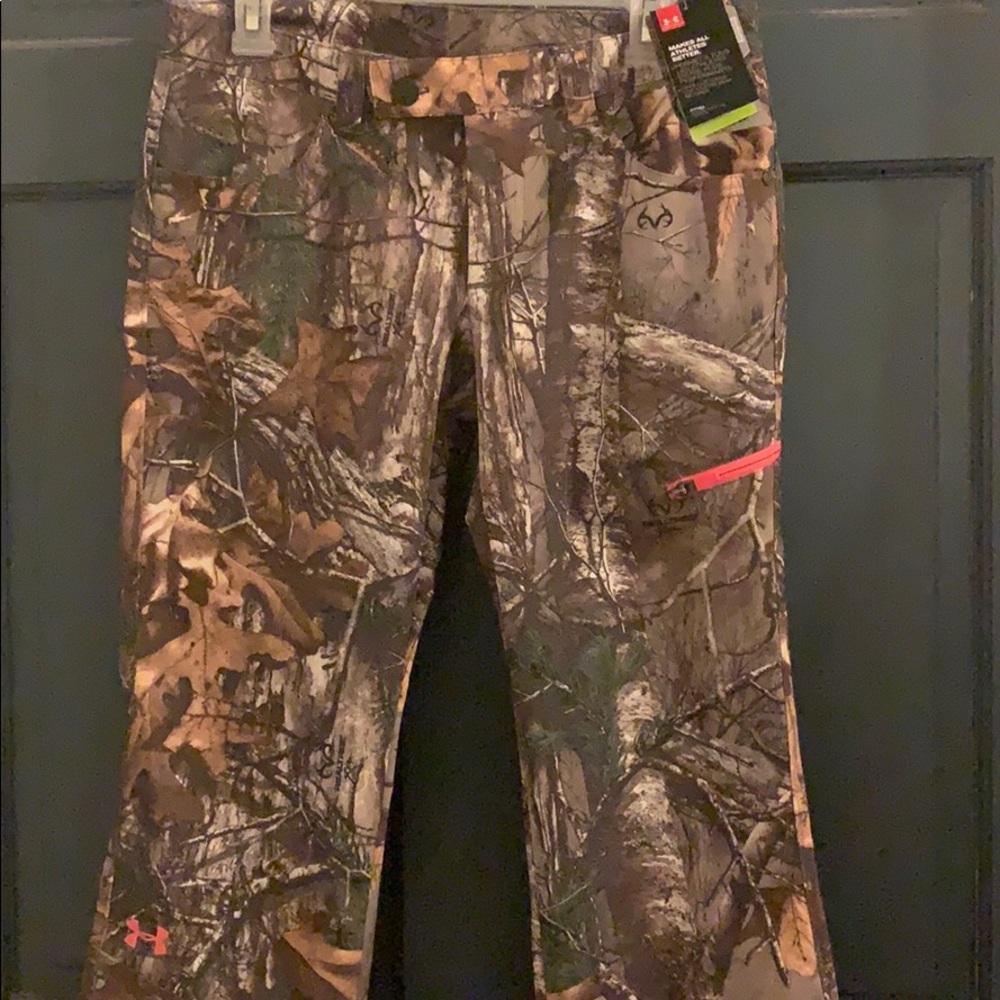UA Under Armour Camo Hunting Pants Pink Logo